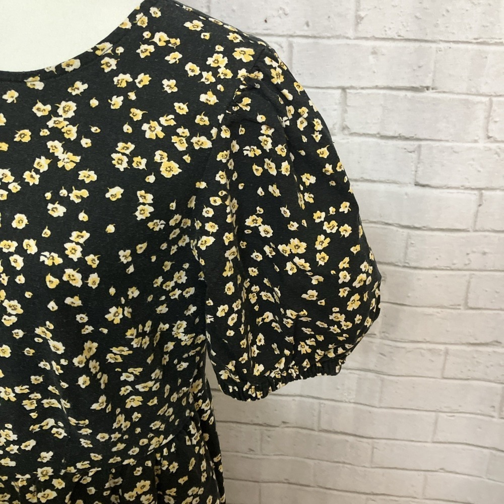 Who What Wear Linen Blend Floral Puff Sleeve Dress Women's Medium - Picture 3 of 8